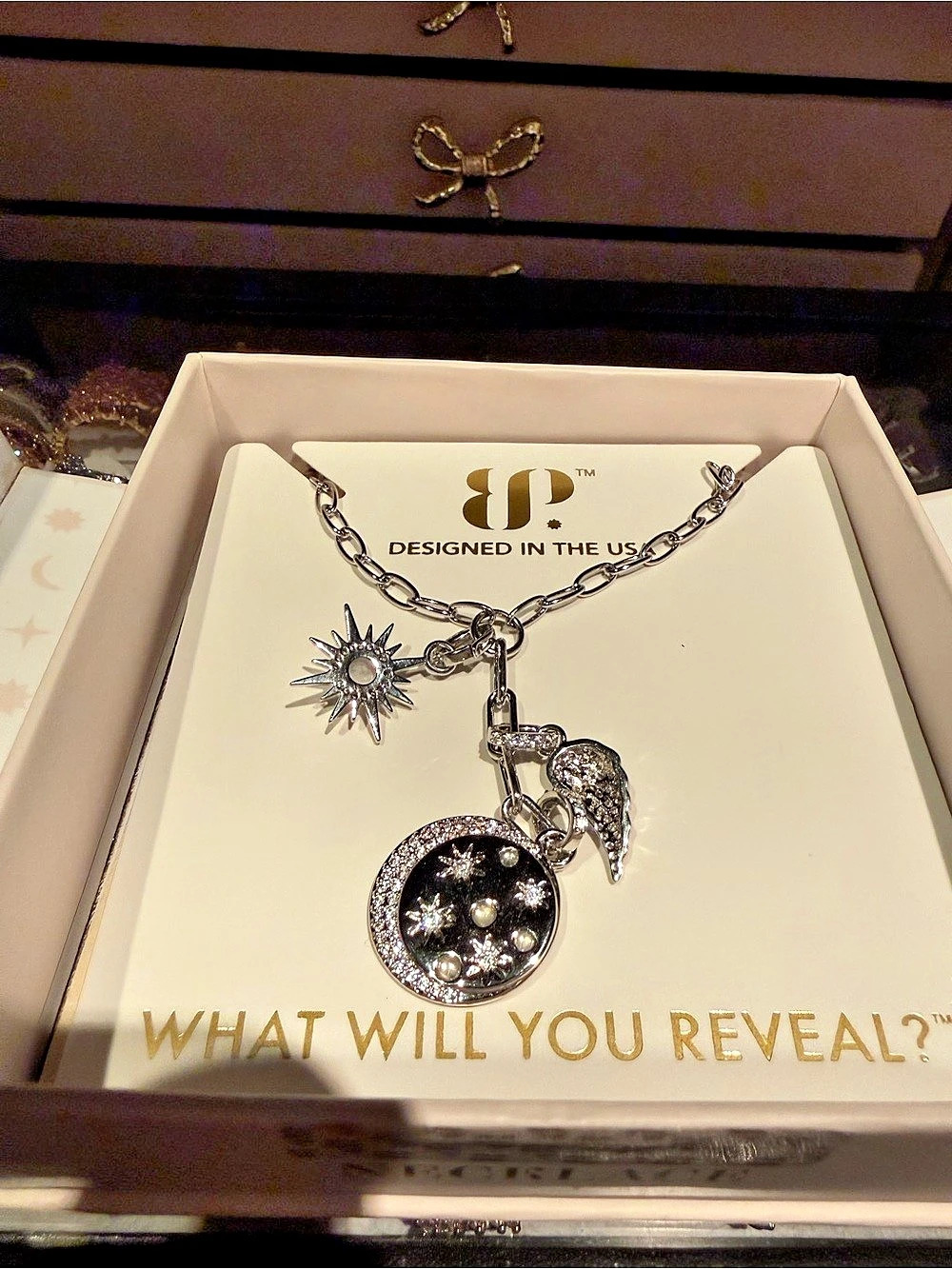 Bomb Party HALO A Light That Lingers Silver Pendant Necklace NWT